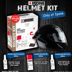 Bộ Kit vệ sinh trong và ngoài mũ, phủ nano chống bám nước mưa cho kính mũ bảo hiểm – IPONE Helmet Kit
