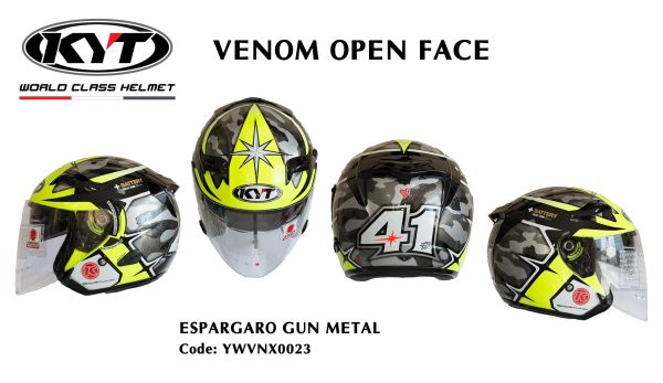 Mũ 3/4 KYT Venom Aleix Espargaro Gun Metal (2 kính)