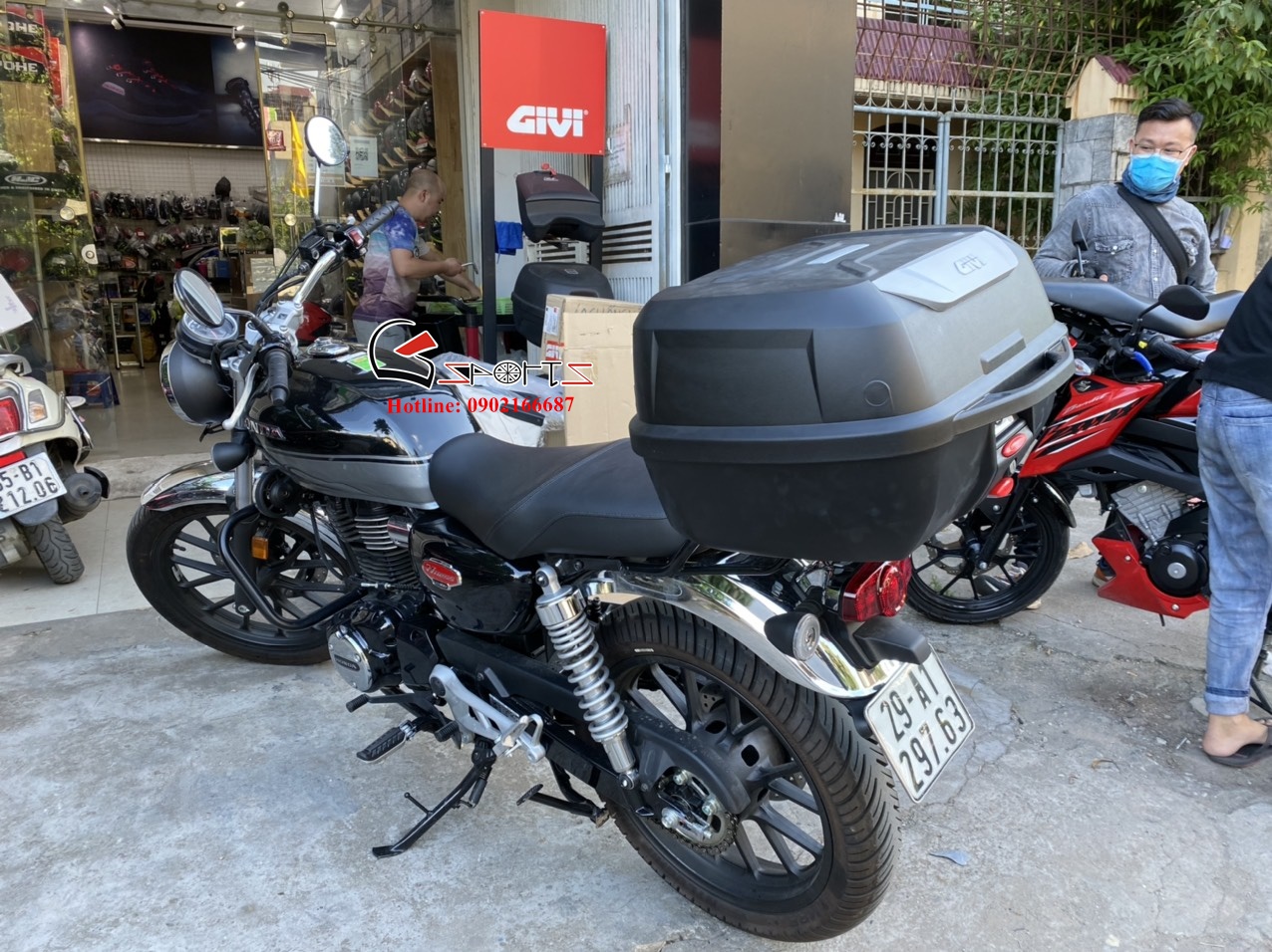 thung givi e43ntl lap xe honda cb350 1