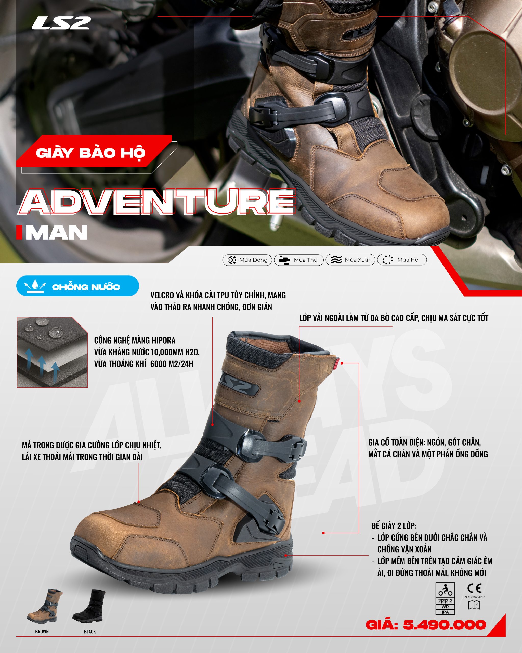 giay motor ls2 adventure man wp 1 giay motor ls2 adventure man wp 1