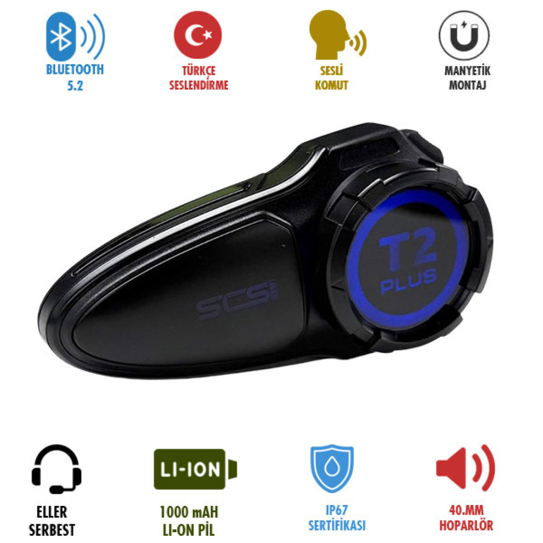 Tai nghe bluetooth SCS T2 Plus Intercom 10 người 1000m