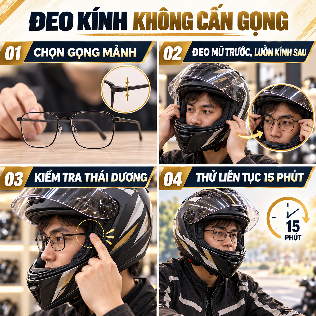 Infographic mũ LS2 cho người đeo kính cận
