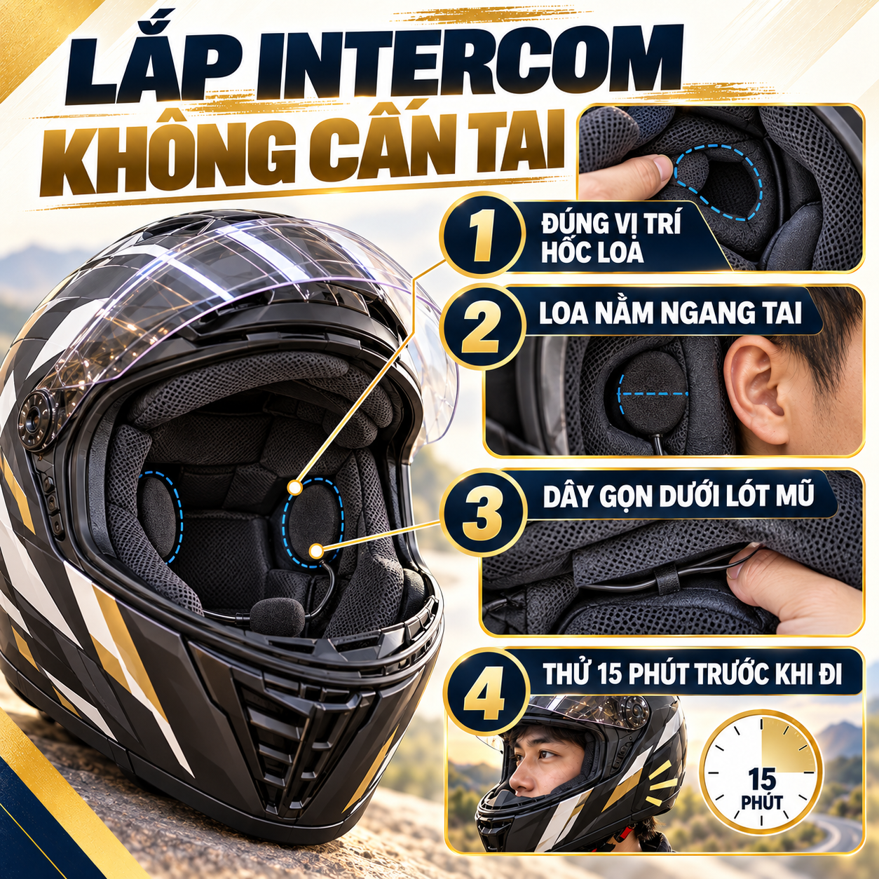 Infographic mũ LS2 lắp intercom