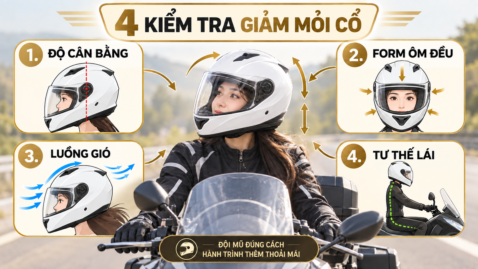 Infographic mũ HJC đi tour đường dài