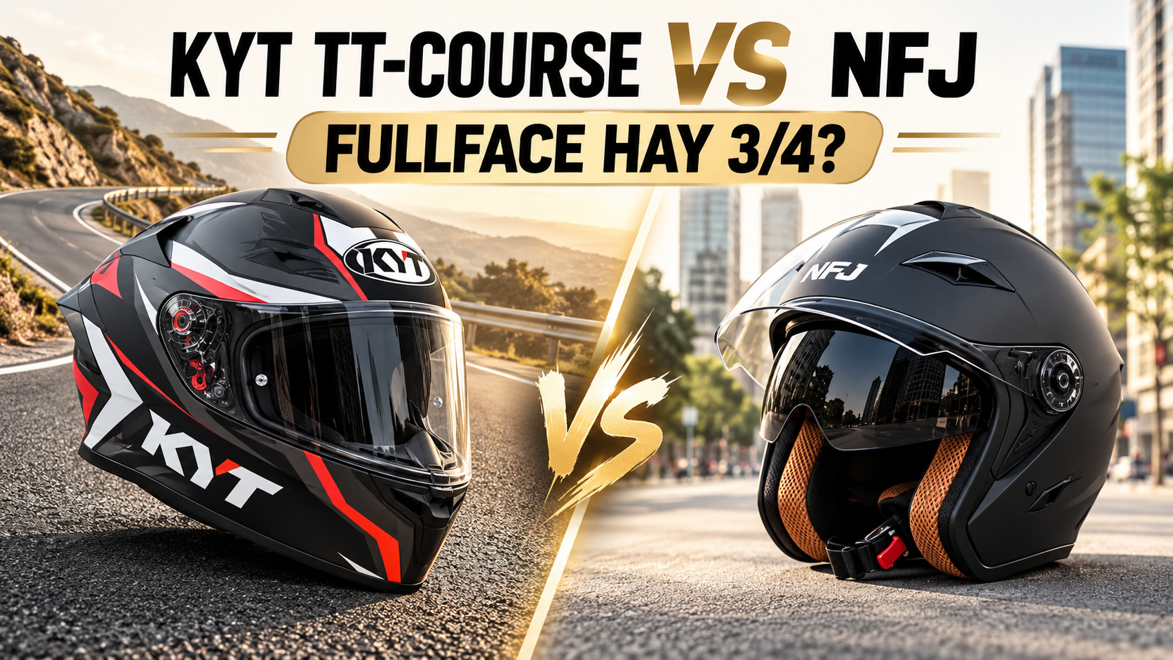 KYT TT-Course vs NFJ: Fullface Hay 3/4 Cho Nhu Cầu Của Bạn?