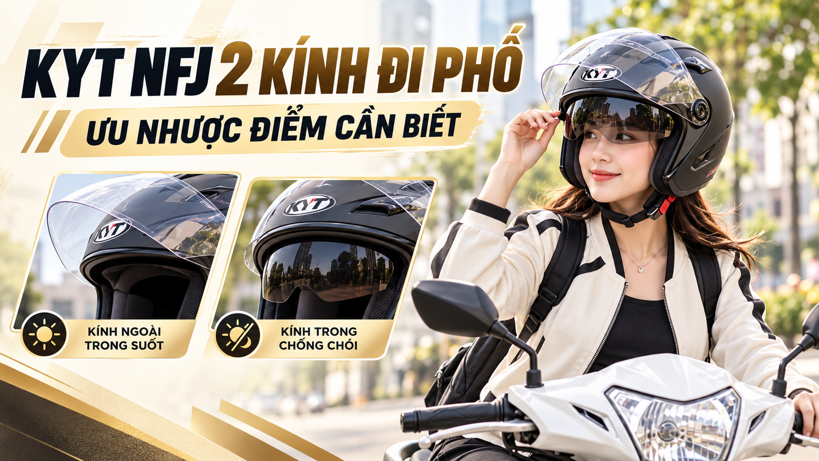 KYT NFJ 2 Kính Đi Phố: Ưu Nhược Điểm Cần Biết