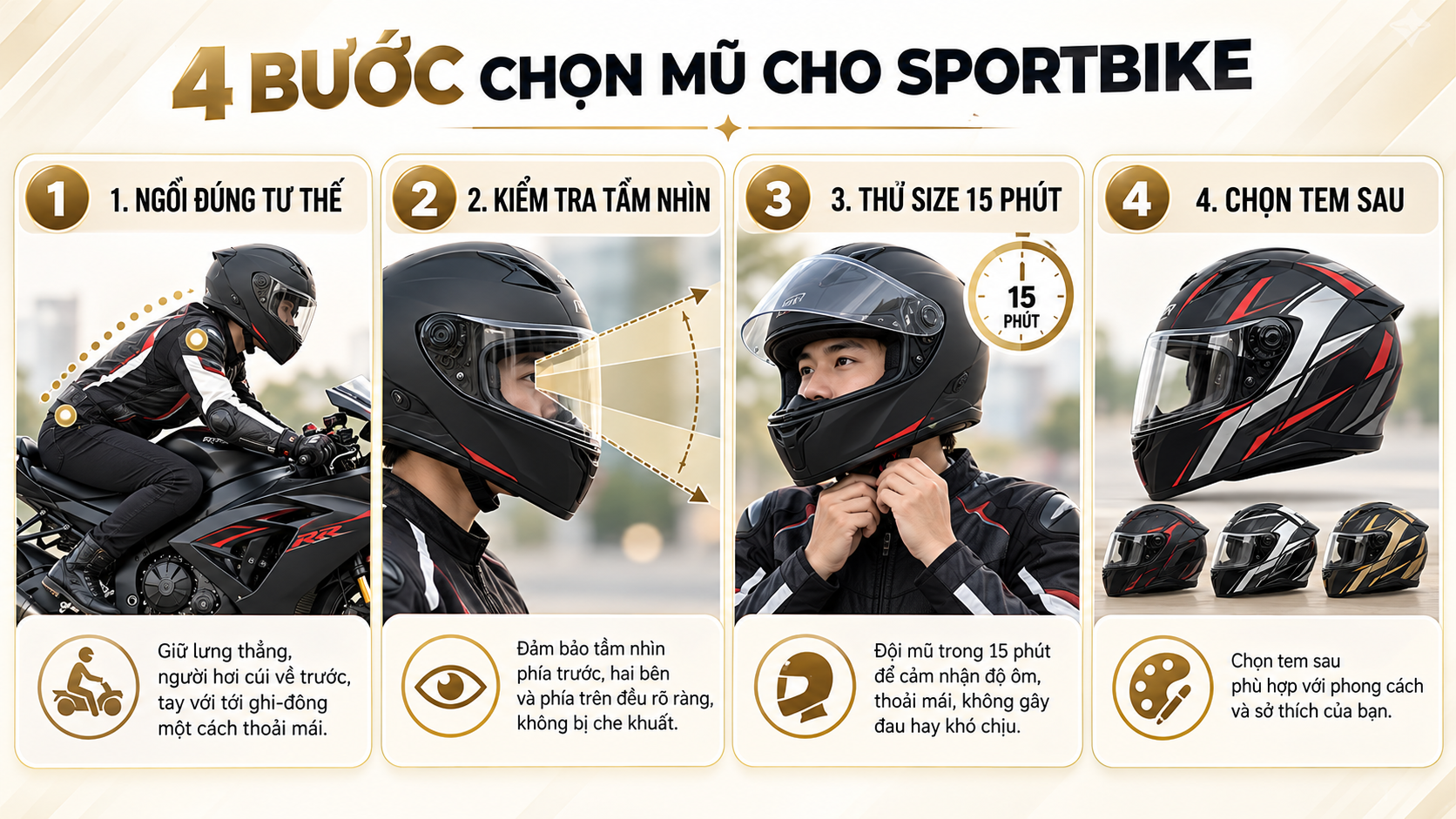 Infographic KYT TT-Course cho sportbike